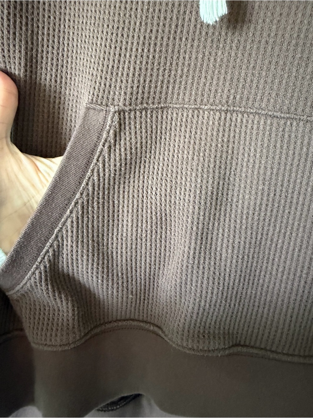 Aerie Cozy Waffle-Knit Hoodie in Chocolate Browm - Picture 2 of 10